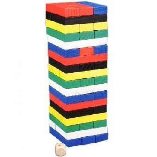 Juego torre de bloques de madera palos de colores pequeño 48 piezas