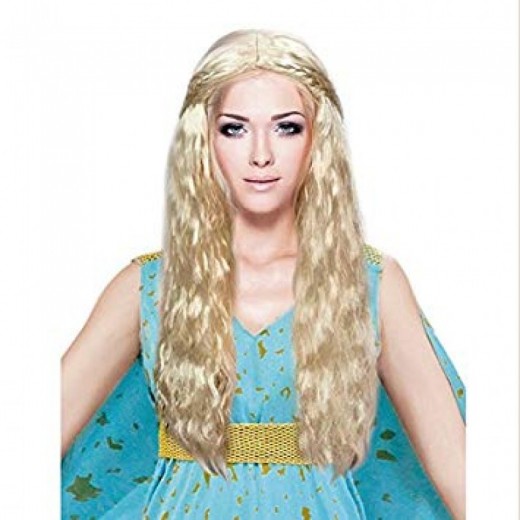 Peluca de Disfraz princesa Dragon juego de tronos tipo daenerys rubia