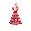 Disfraz de Sevillana Adulto traje Andaluza para Ferias blanco y rojo mujer