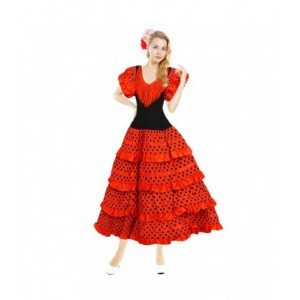 Disfraz de Sevillana Adulto traje de Andaluza para Carnaval Ferias Rojo mujer