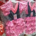 Disfraz de Sevillana vestido flamenca rosa y negro lunares para niña 6-10 años