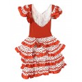Disfraz de Sevillana vestido flamenca rojo y blanco lunares para niña 1-5 años