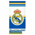 Toalla del Real Madrid microfibra modelo escudo grande y rallas para playa