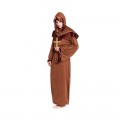 Disfraz de Monje de mujer traje sacerdote carnaval túnica marrón con capucha