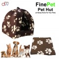 Casa para perro y gato pequeña Pet Hut marron con huellas cama iglu