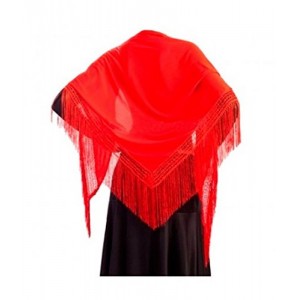 Manton rojo de sevillana matón para traje andaluza con flecos baile flamenca M