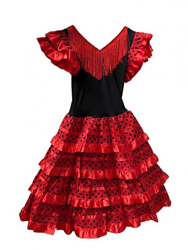 Disfraz de Sevillana Rojo con Lunares para Niña - MiDisfraz