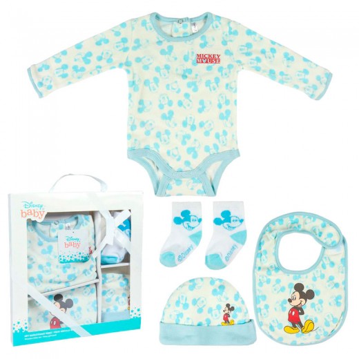 Pack regalo de bienvenida bebe Mickey Disney para bebes recien nacidos Azul