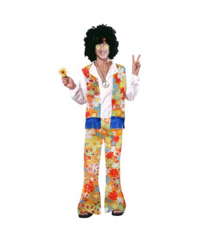 Disfraz de Hippie para Hombre traje con flores ropa años 60 70 80 Nuevo - TodoMasBarato