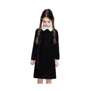 Disfraz Strange girl chica rara vestido negro niña con trenzas halloween niña