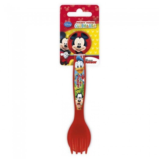 set 2 de cubiertos Mickey Mouse donald tenedor y cuchara plastico niños Rojo