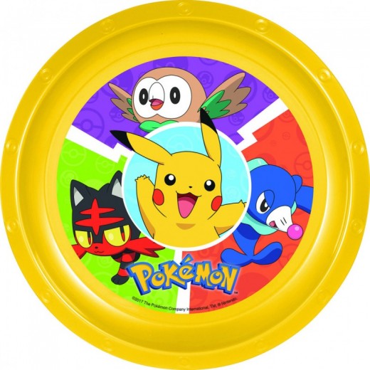 Plato de Pokemon con dibujo de PIkachu amarillo de PVC plastico