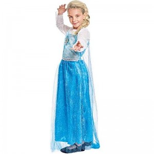 Disfraz de princesa de hielo azul tipo Elsa de Frozen con capa
