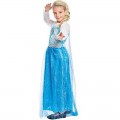 Disfraz de princesa de hielo azul tipo Elsa de Frozen con capa