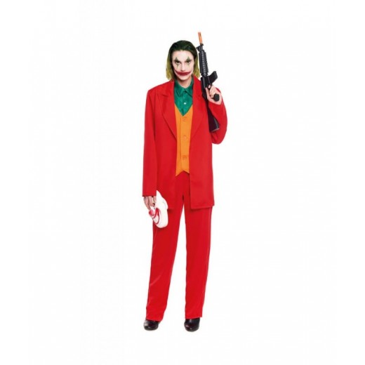 Disfraz de Mad clown joker Hombre adulto traje rojo de pelicula