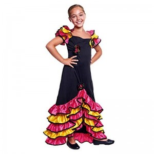 Disfraz de Rumbera infantil para niña bailarina con volantes baile rumba