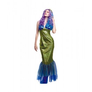 Disfraz de Sirena Verde cola de sirena vestido completo