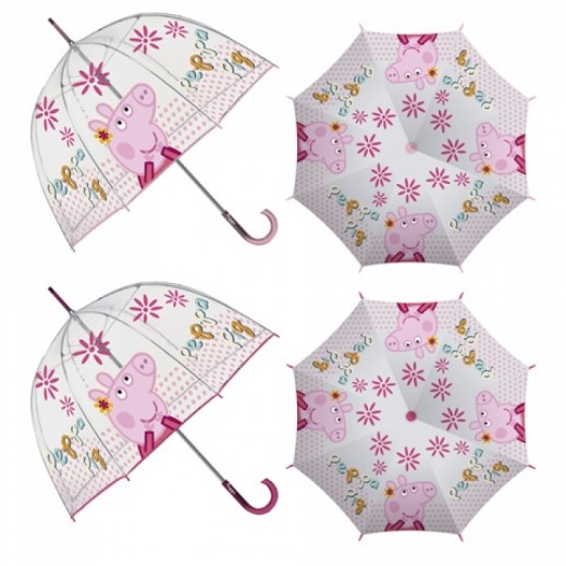 Paraguas de Peppa Pig transparente con mago de color rosa 48 cm