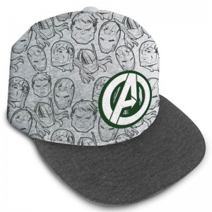 Gorra Hip Hop con visera de los Vengadores con logo Bordado Avengers gris
