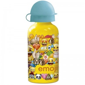 Botella de aluminio de emojis emoticonos amarilla metalica para gua 400 ml