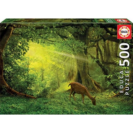 Puzzle ciervo en el bosque verde de 500 piezas naturaleza