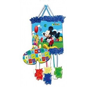 Piñata con antifaz de Mickey Mouse roja con lunares blanco para cumpleaños 20X30