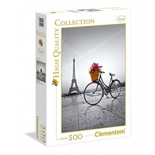 Puzzle paseo romantico en Paris de 500 piezas torre eiffel y bicicleta