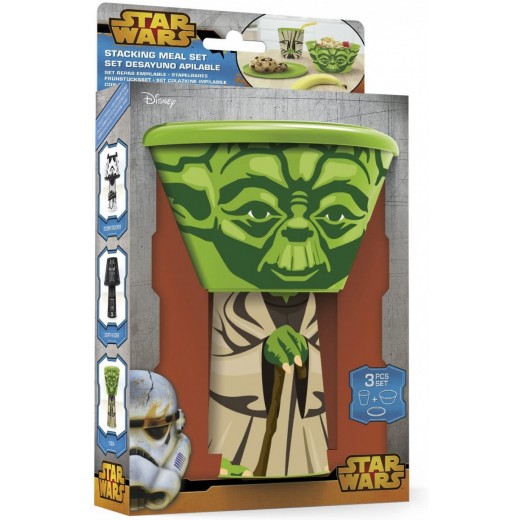 Set de desayuno y merienda Star Wars apilable Yoda bol vaso y plato