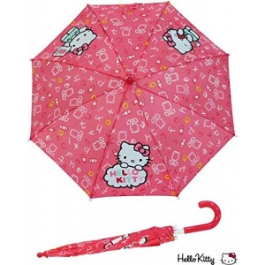 Paraguas con mango manual de Hello Kitty rosa oscuro infantil para niña