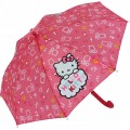 Paraguas con mango manual de Hello Kitty rosa oscuro infantil para niña