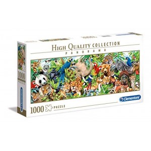 Puzzle de 1000 piezas animales en la selva salvajes colores panorama