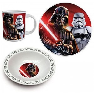 Set de desayuno plato cuenco y vaso de Star Wars de cerámica darth Vader