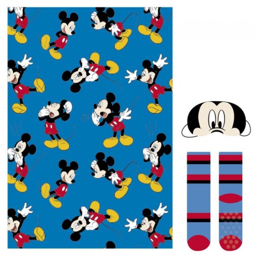 Set pack Invierno de Mickey Mouse manta calcetines y antifaz ideal regalo dormir