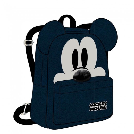 Mochila casual de Mickey Mouse bolso Azul oscuro y negro con orejas 28 cm