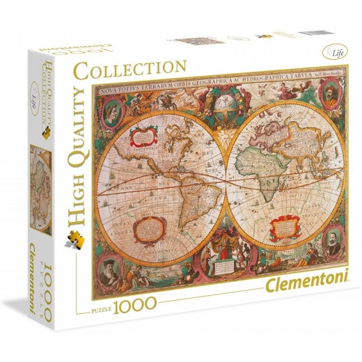 PUzzle de mapa del mundo antiguo de 1000 piezas en color mapamundi 69x50cm