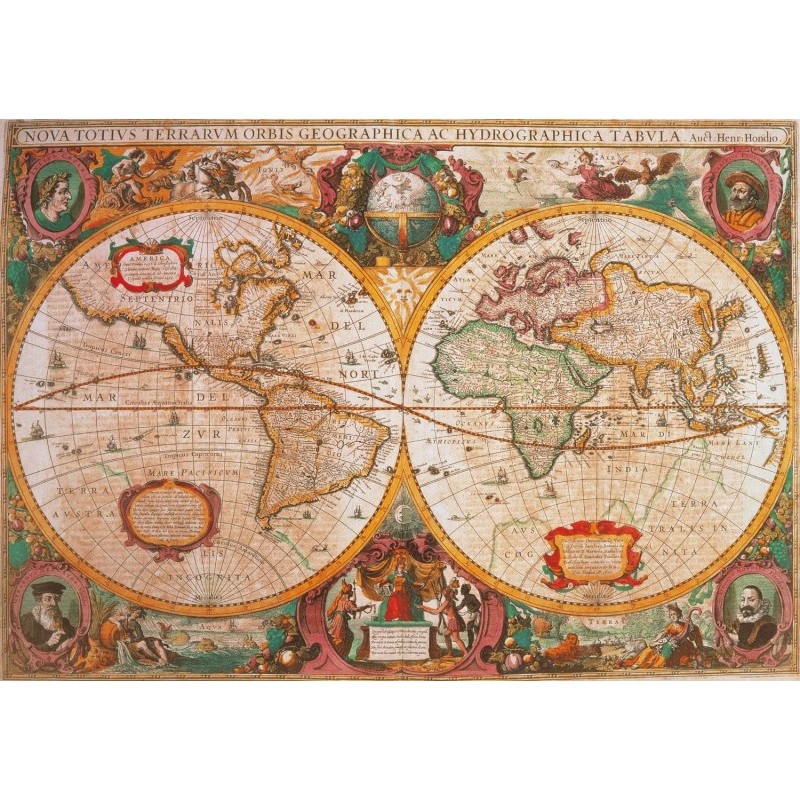PUzzle de mapa del mundo antiguo de 1000 piezas en color mapamundi