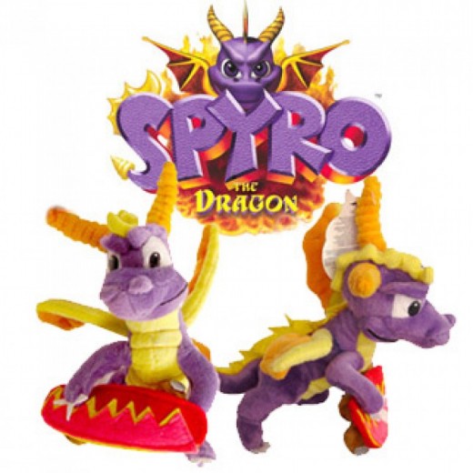 Peluche de Spyro el Dragon del juego de play station 27 cm de largo con patinete