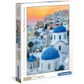 Puzzle de 1000 piezas de Santorini ciudad Italiana casas blancas y azules