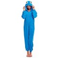 Mono Disfraz Pijama de Monstruo azul come galletas adulto con ojos manta disfraz