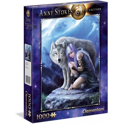 Puzzle 1000 piezas Lobo Blanco con guerrera Protector de Anne Stokes