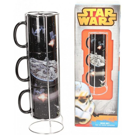 Set de 3 tazas de Star wars de cerámica naves estrella Millennium Falcon