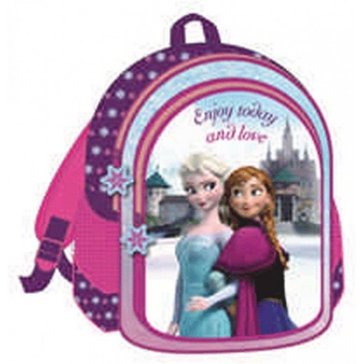 Mochila de Frozen Elsa y Anna grande morada 42 cm de película colegio primaria
