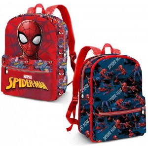 MOCHILA de Spiderman reversible para colegio Azul y Roja 31 cm