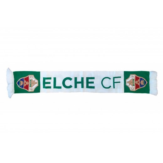 Bufanda del equipo Elche club de futbol de Alicante Verde y blanca con Escudo