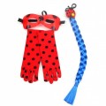 kit disfraz ladybug coleta azul, guantes y antifaz pack complementos lady bug