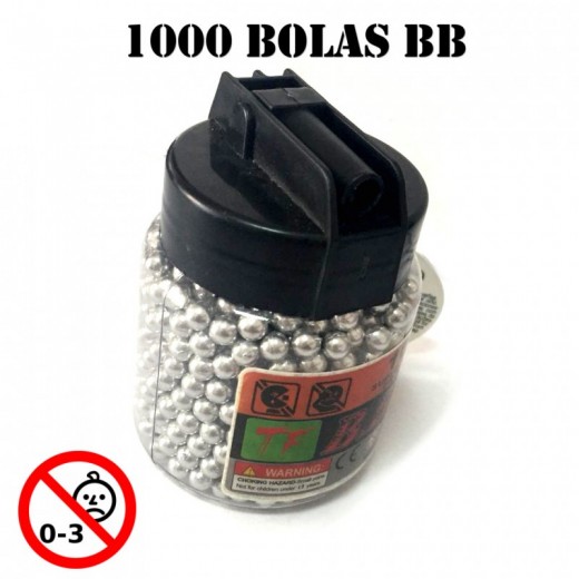 bote de Bolas para airsoft municion biberon 1000 bolas bb pellets balines bolsa