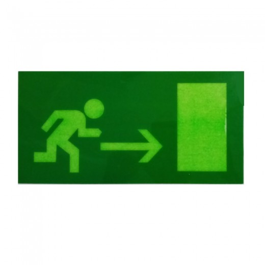 Pegatinas de señalización fluorescente salida derecha salida de emergencia exit