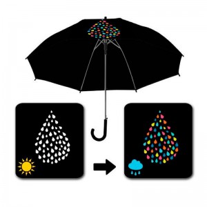 Paraguas Magico cambio de color adulto negro con gotas automático 58 cm