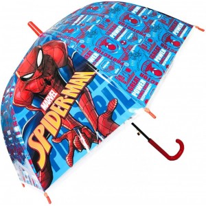 Paraguas Spiderman Grande Cúpula Automático azul y rojo 45cm infantil grande