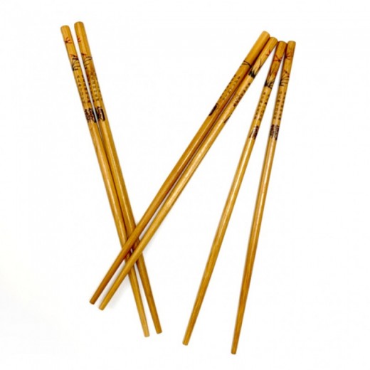 Palillos chinos de madera para sushi comida oriental letras china 5 pares